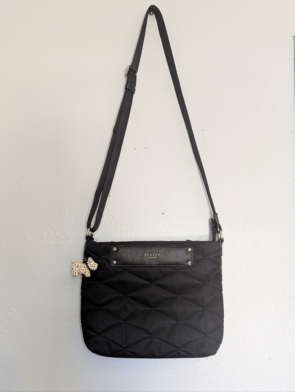 Radley London Charleston Quilted Nylon Crossbody Bag W Spotted Scotty Charm
